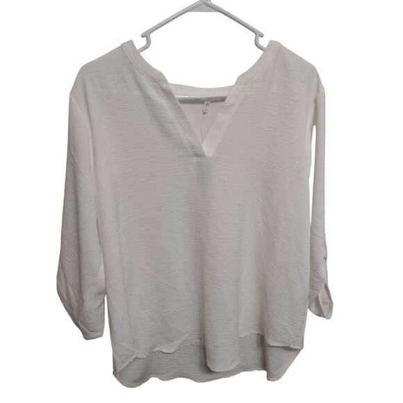 Maurices Ivory Popover Blouse XXL Classic Minimalist Business Casual Preppy - Picture 1 of 6